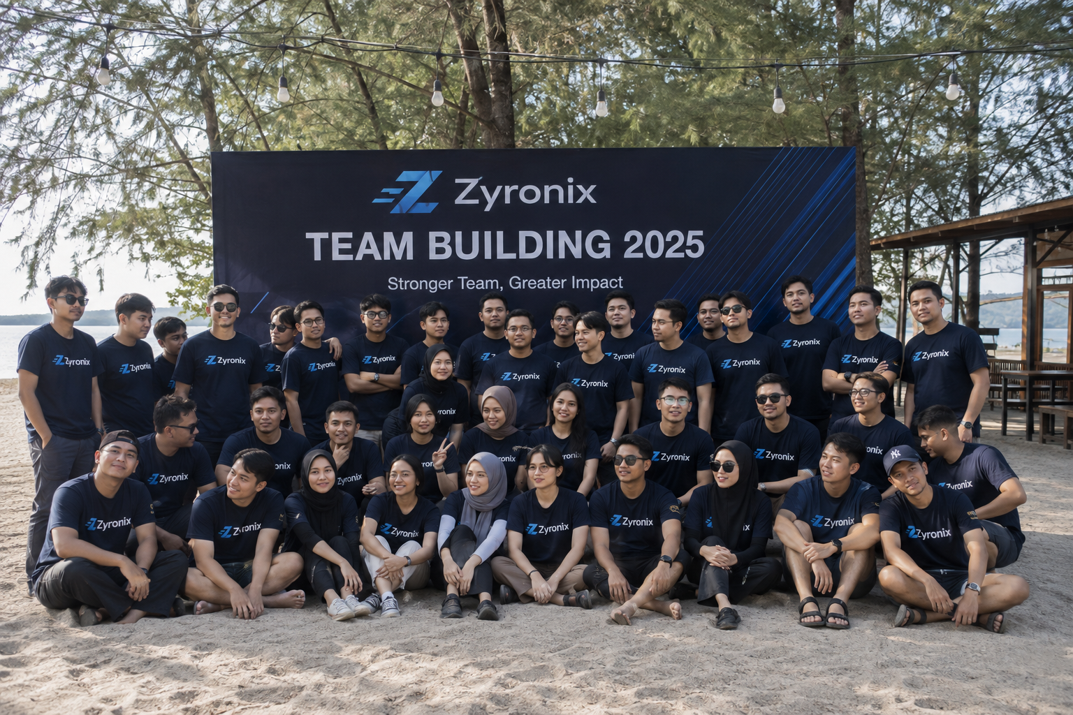 The Zyronix team together during a team-building event